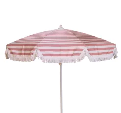PARASOL Ø250 CM FINITION BAVOLET ET FRANGE BLANCHE