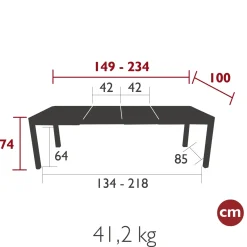 TABLE 2 ALLONGES 149/234 X 100 CM