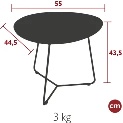 TABLE BASSE OVALE 55 X 44.5 CM, PLATEAU AMOVIBLE