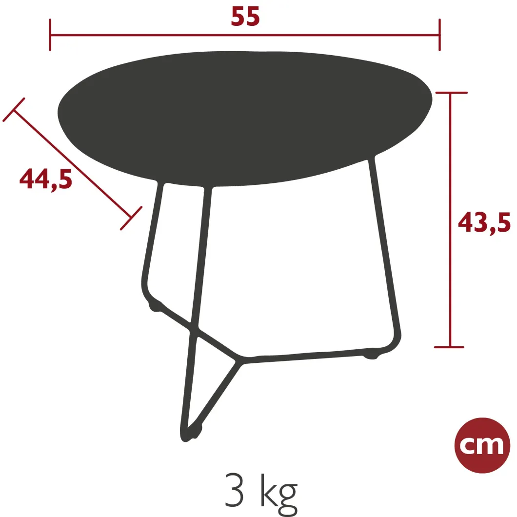 TABLE BASSE OVALE 55 X 44.5 CM, PLATEAU AMOVIBLE