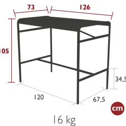 TABLE HAUTE 126 X 73 CM