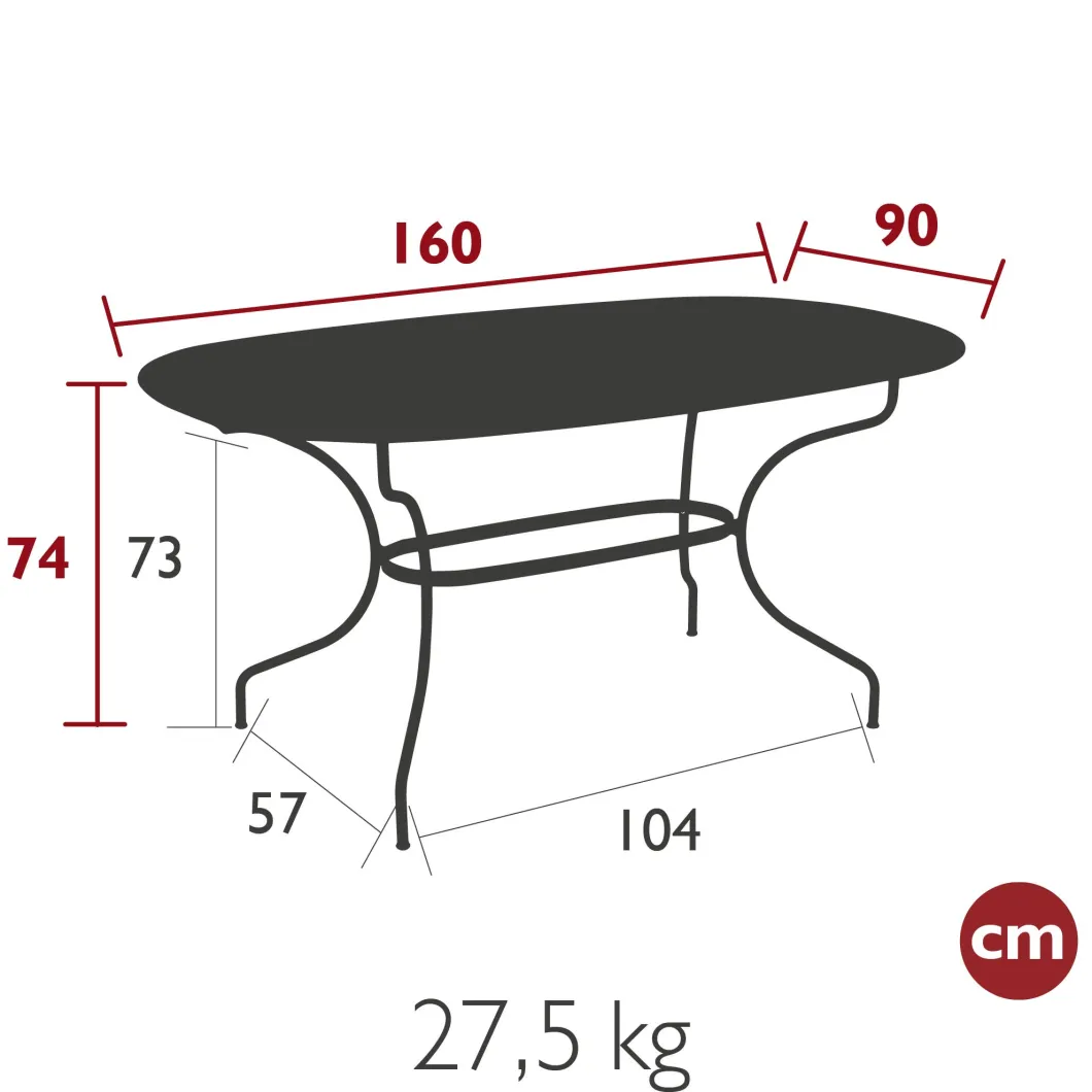 TABLE OVALE 160 X 90 CM