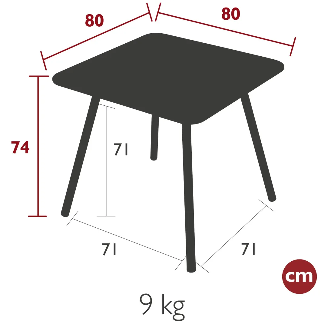 TABLE 4 PIEDS 80 X 80 CM