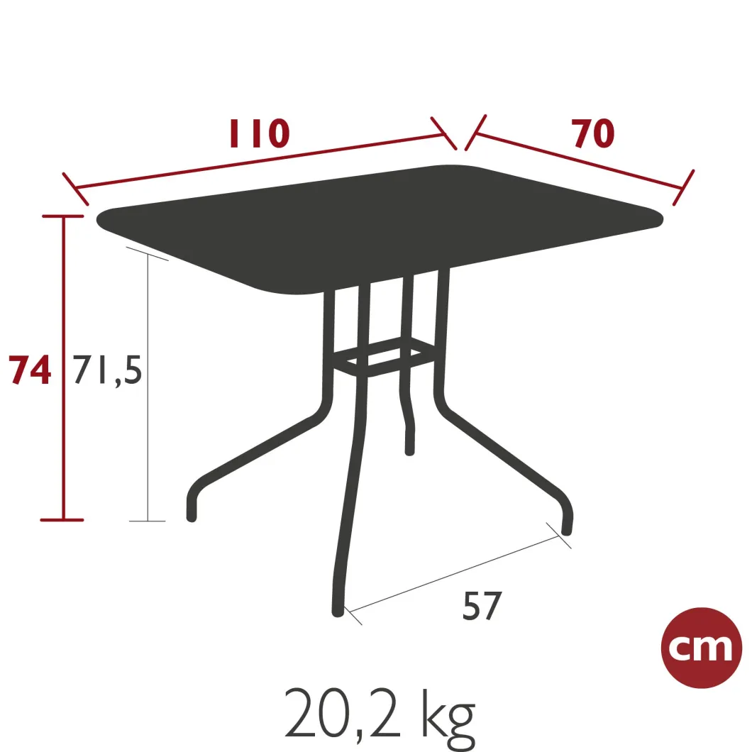 TABLE 110 X 70 CM