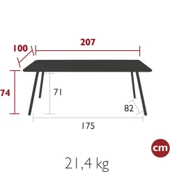 TABLE 207 X 100 CM
