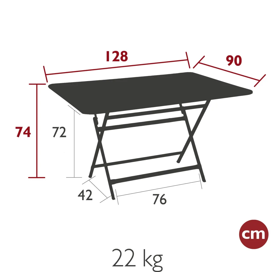 TABLE 128 X 90 CM